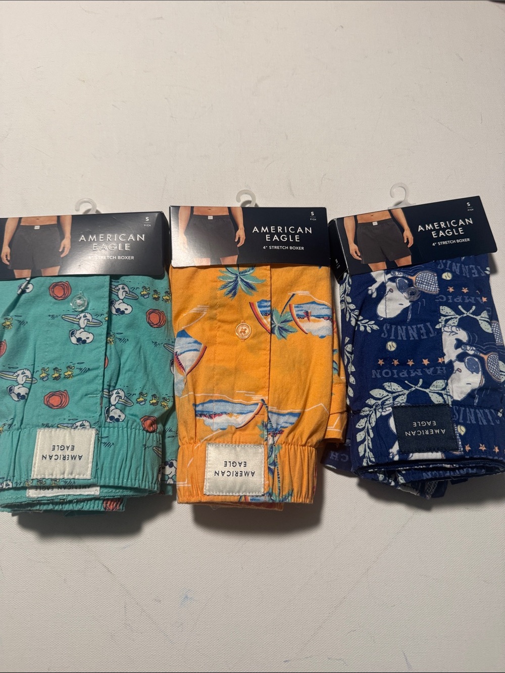 American Eagle Boxers Mens Small 3 Pack Snoopy Tropical